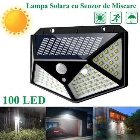 LAMPA DE PERETE SOLARA 100 LED + SENZOR